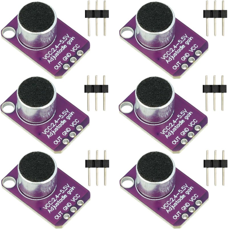 MTDELE 6Pcs Electret Microphone Amplifier Sound Sensor Module Compatible with MAX4466 for Arduino Raspberry Pi ESP32 - Image 1